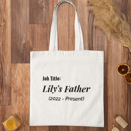 Job Title Father Custom Name Minimalist Tote Bag - New Dad Gift